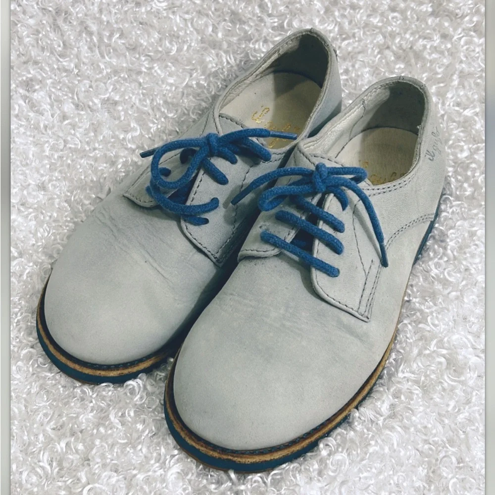 IL Gufo Toddlers Size 27 Gray Suede Oxford Style Lace Up Shoes